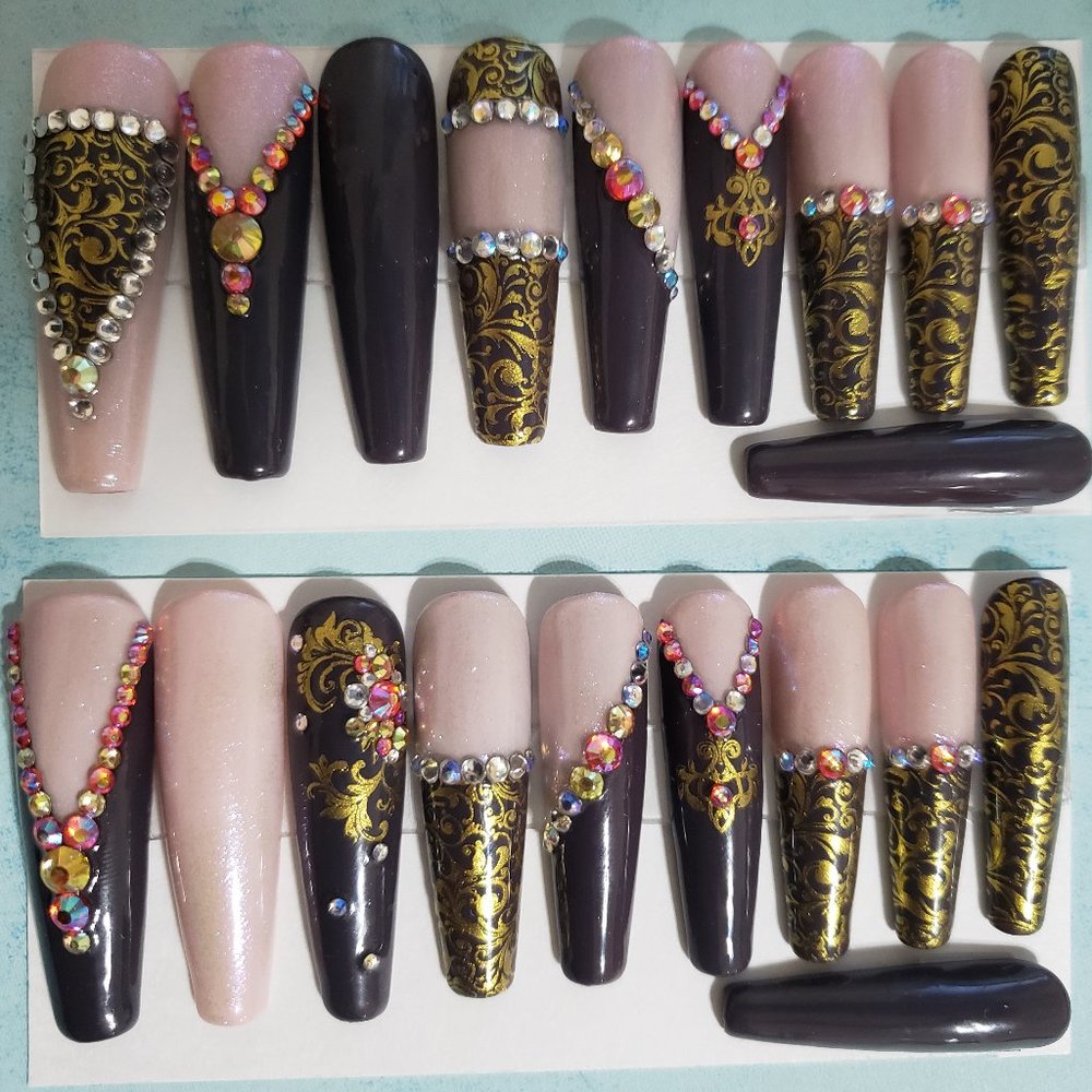 XXL Coffin-Ballerina Gel Press on Nails - Picture 4 of 5